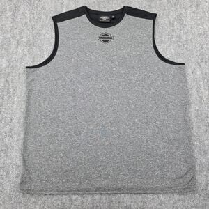 Harley-Davidson Shirt Mens 2XL Gray Black Sleeveless Muscle Tank Bar Shield Logo